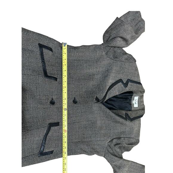 Le Suit Women's 18 Suit 2 Pc Skirt Overcoat Topper Jacket Herringbone Tan Black - Picture 8 of 11